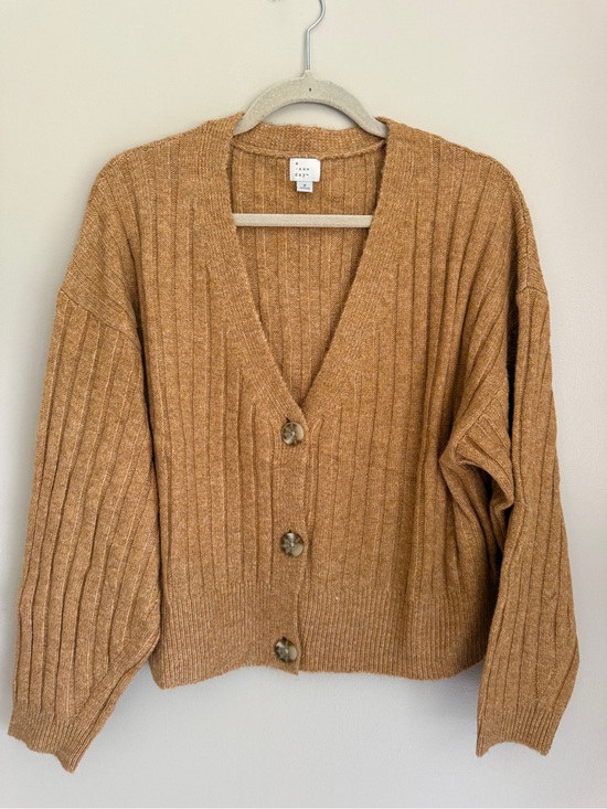a new day Sweaters - NWOT A New Day Camel Ribbed Button-Front Cardigan, size small